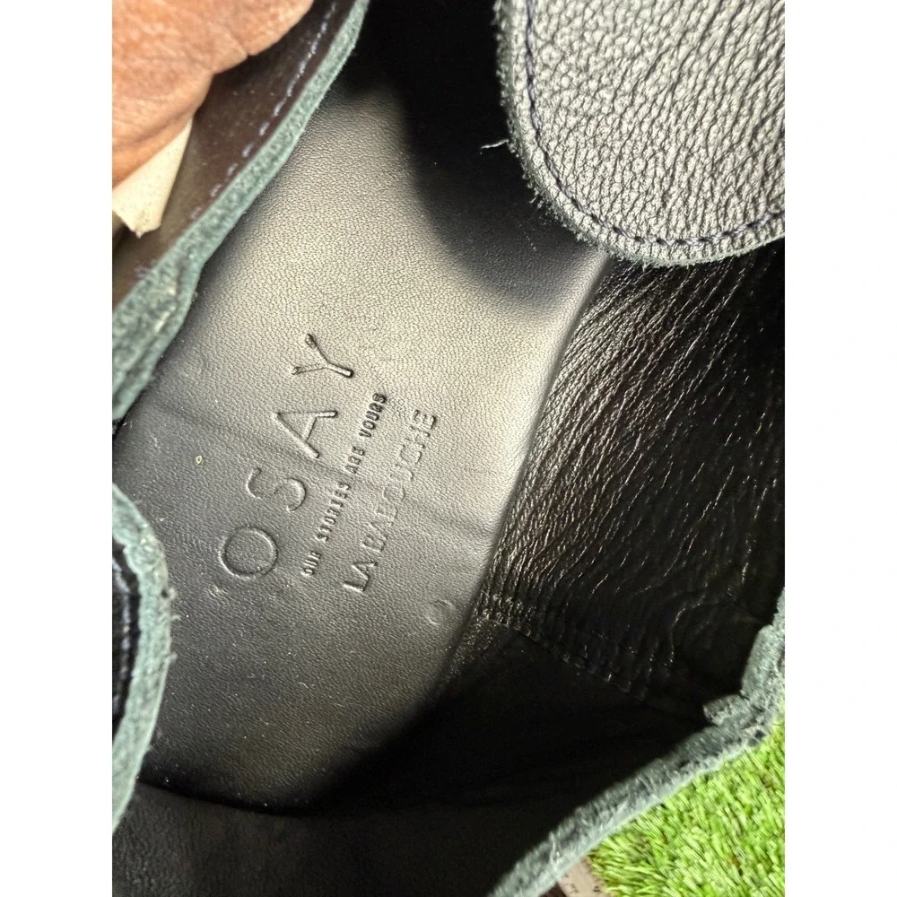 OSAY La Man in Black Loafer Black Grain Leather Handmade Slip‎ On Shoes Mens 43